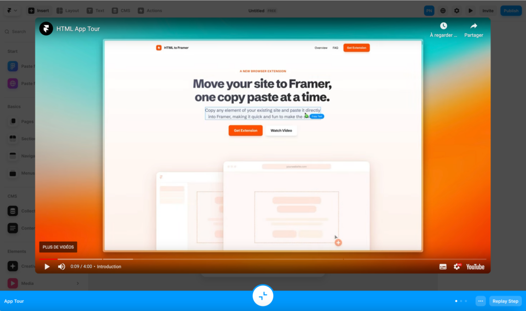 Framer.com video onboarding