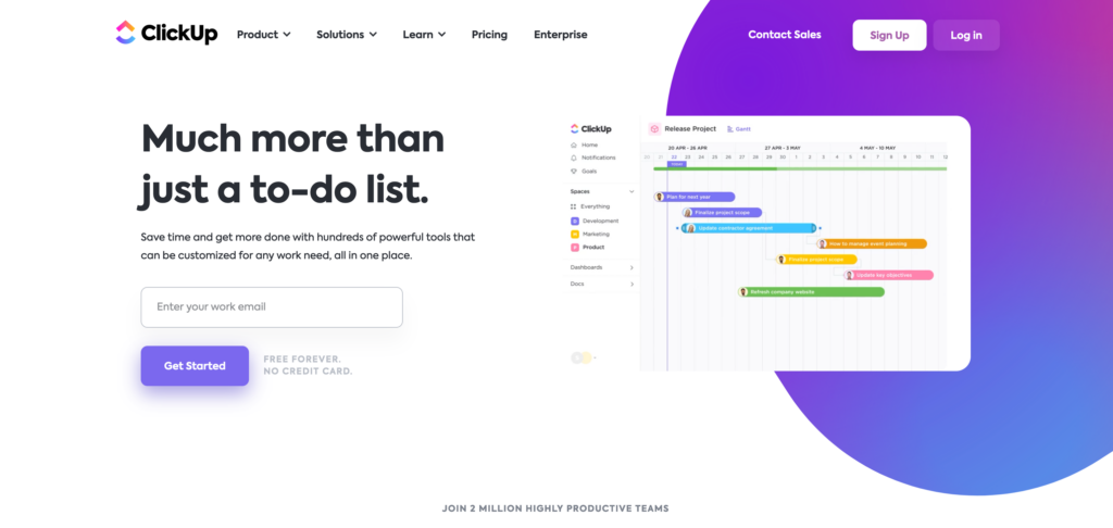 ClickUp Todoist comparison landing page