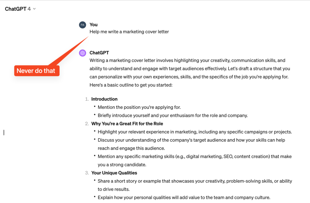 Why you shouldn't use ChatGPT for cover letters